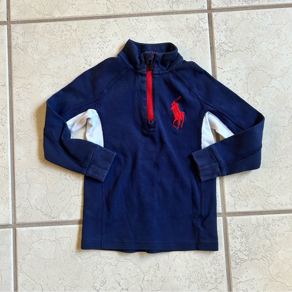 Polo Ralph Lauren Quarter Zip Pullover Kids 4/4T Navy Big Pony Preppy